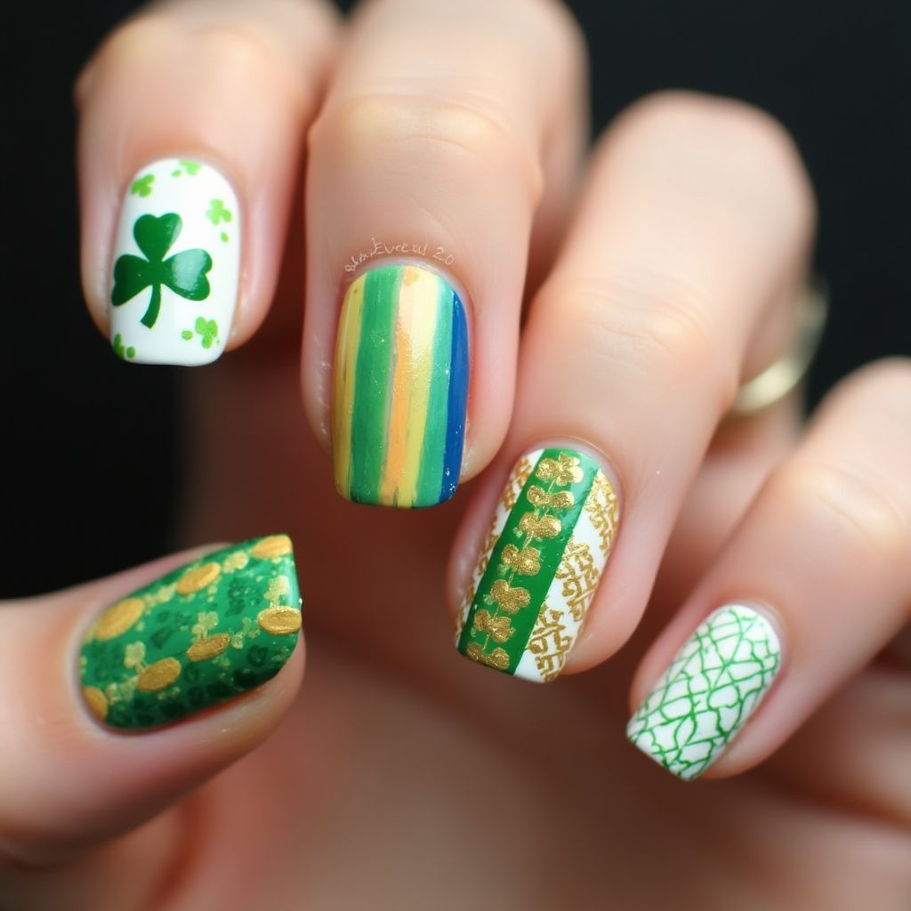 St Patrick's Day Gel Polish Nail Design