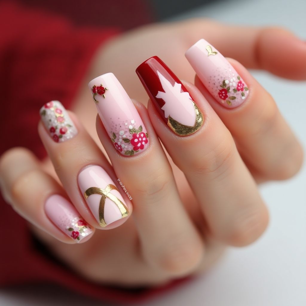 Valentine's Day Base Coat Nail Design