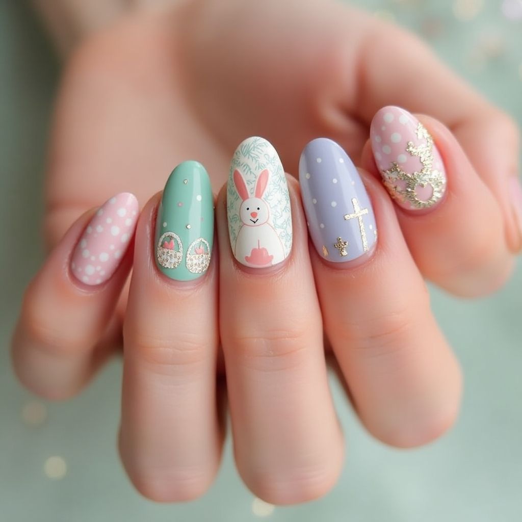 Easter Orangewood Sticks Nail Design