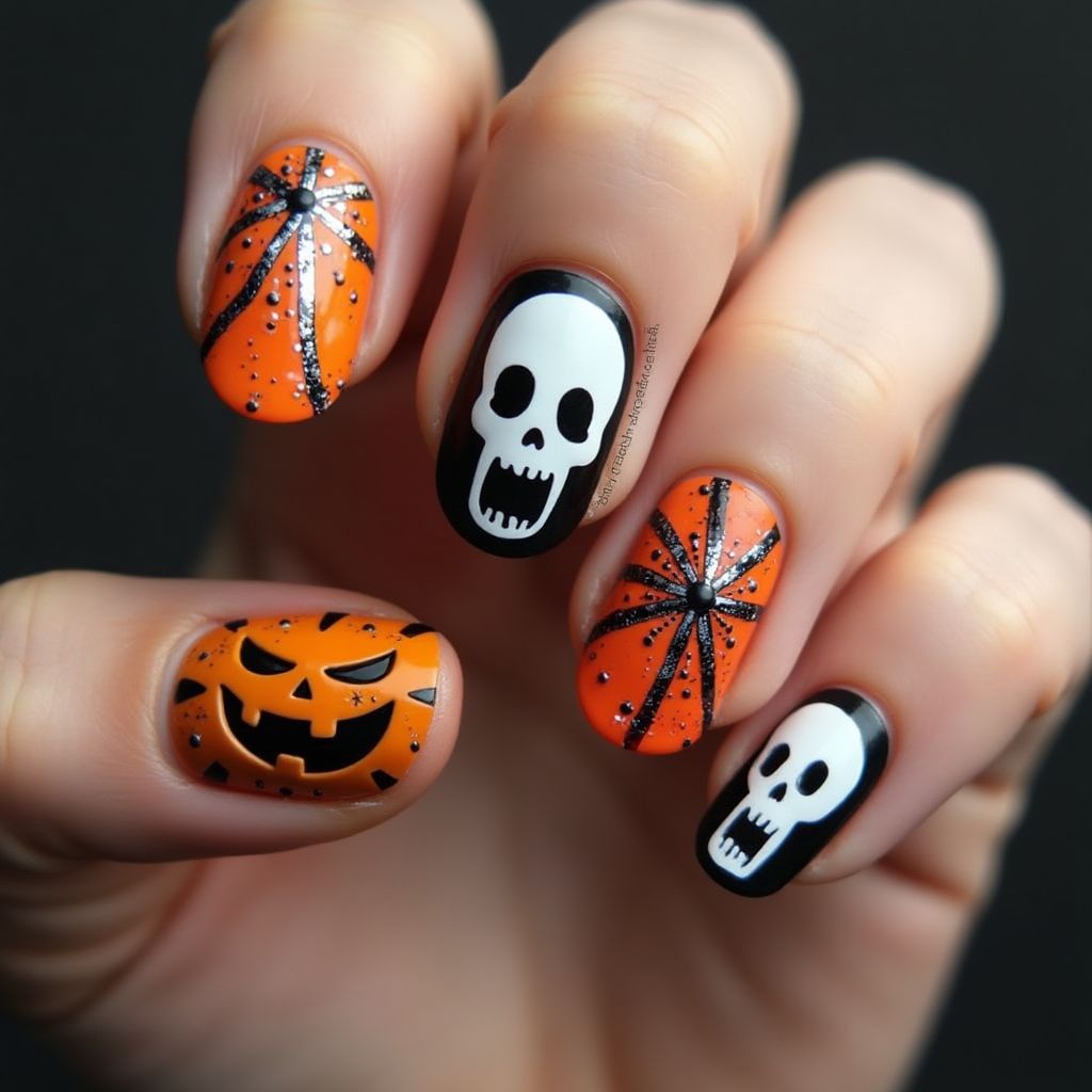 Halloween Base Coat Nail Design