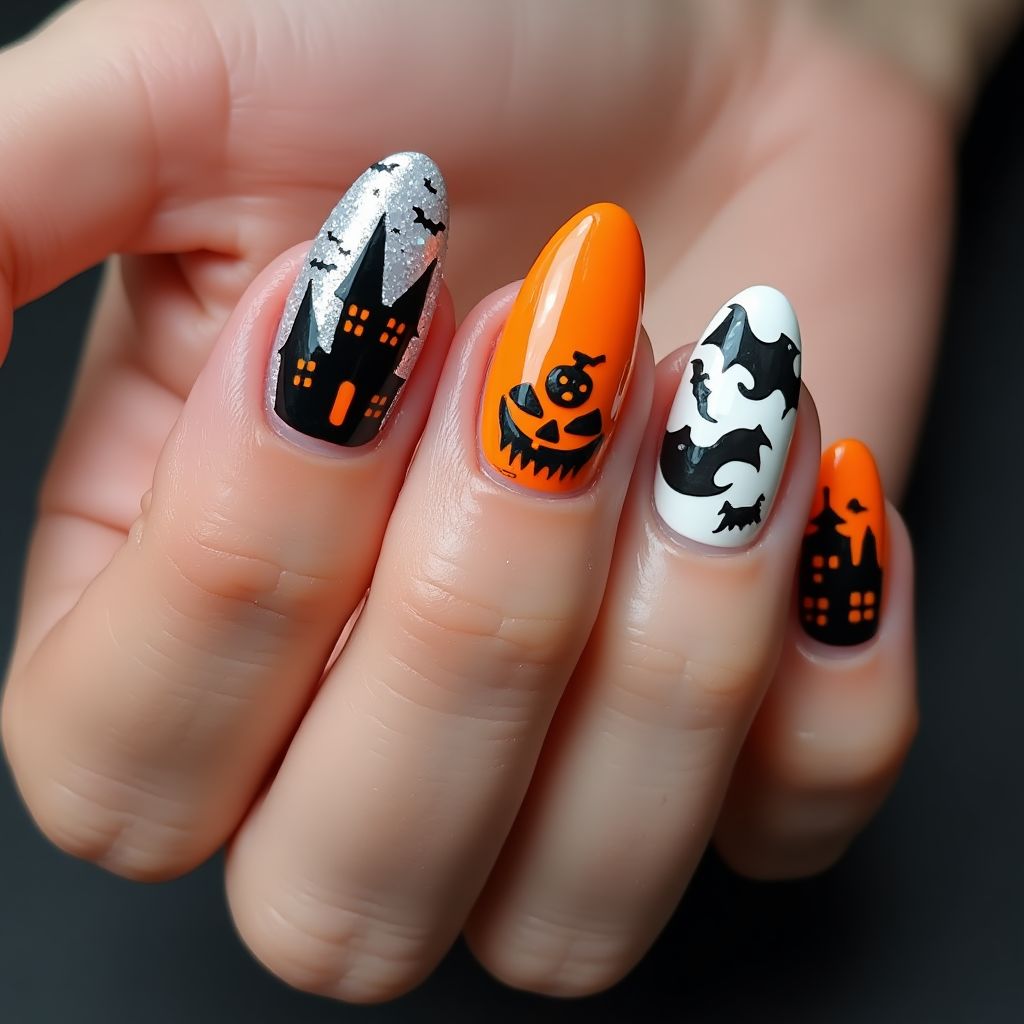 Halloween Acrylic Colors Nail Design