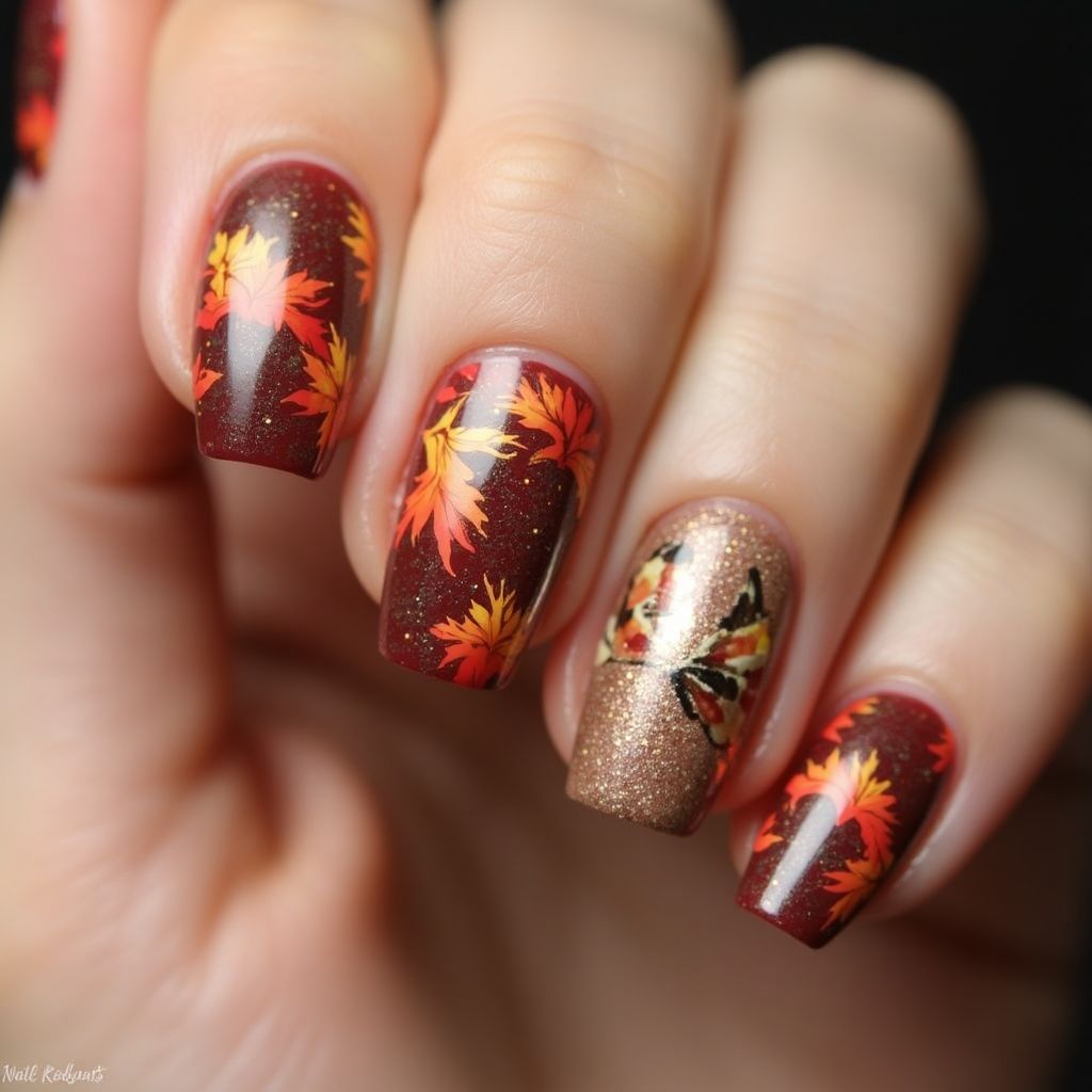 Thanksgiving Color Changing Polish Nail Design