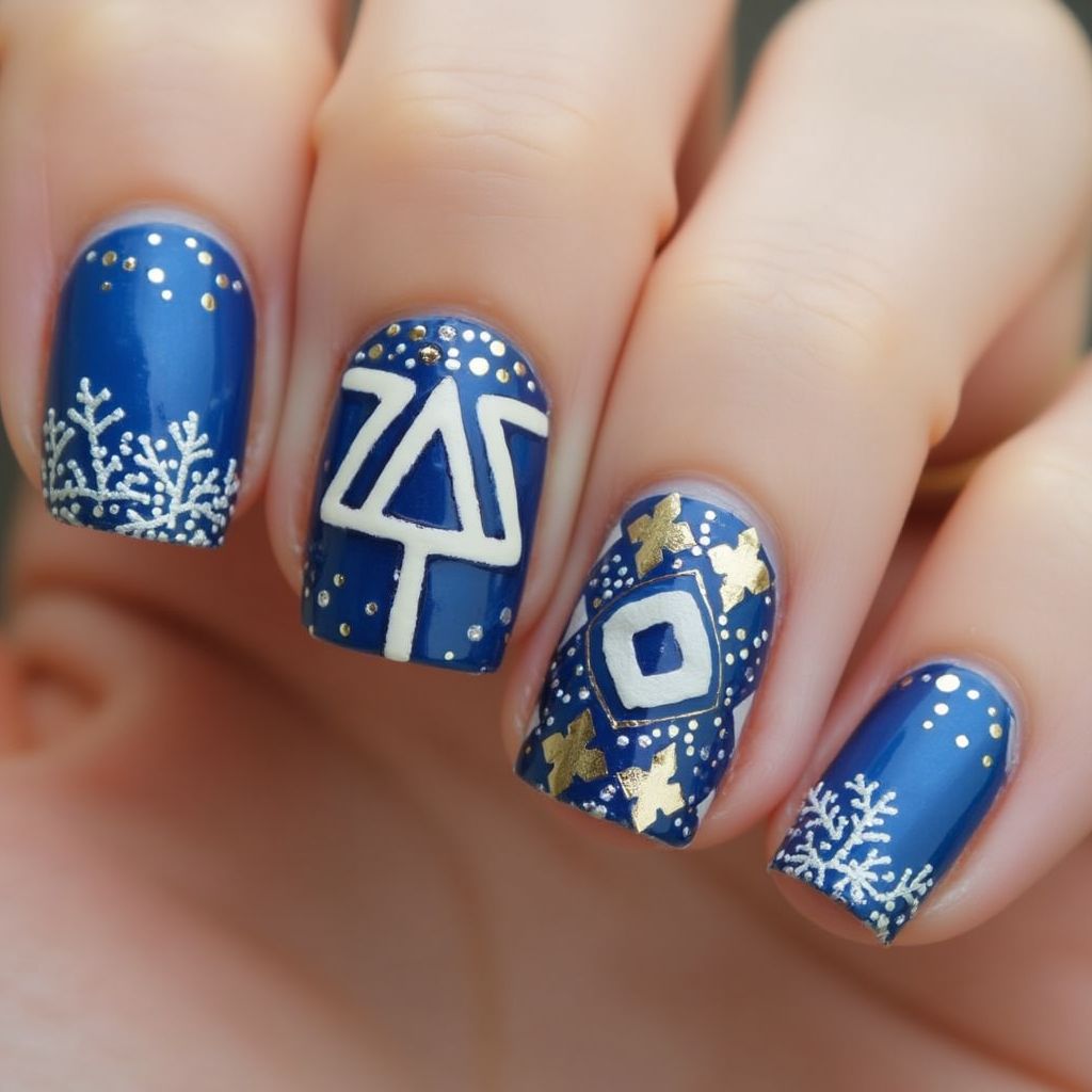 Hanukkah Builder Gel Nail Design