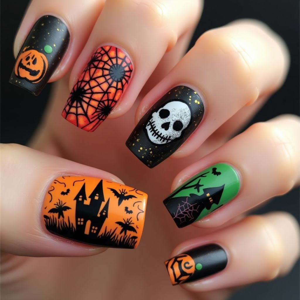 Halloween Caviar Beads Nail Design