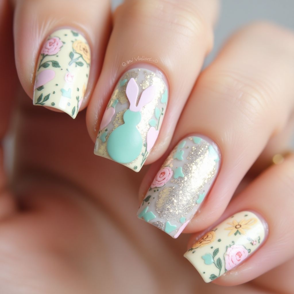 Easter Stamping Plates Nail Design