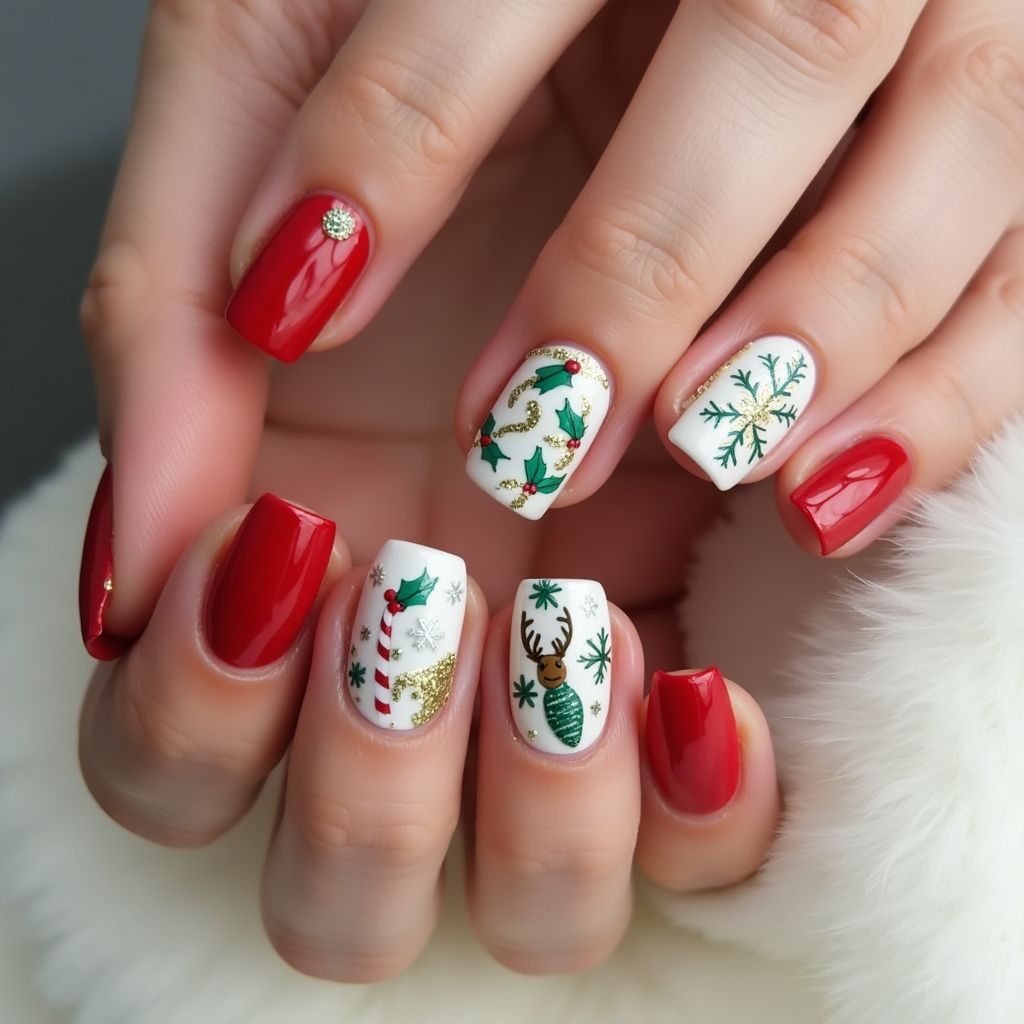 Christmas Wax Pencils Nail Design