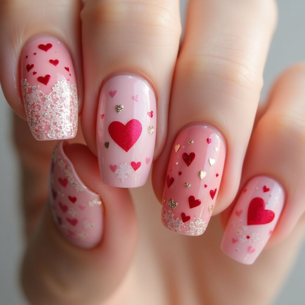 Valentine's Day Builder Gel Nail Design