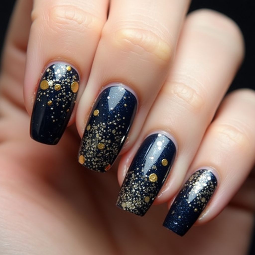 New Year Color Changing Polish Nail Design