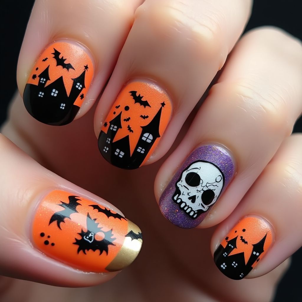 Halloween Acrylic Colors Nail Design
