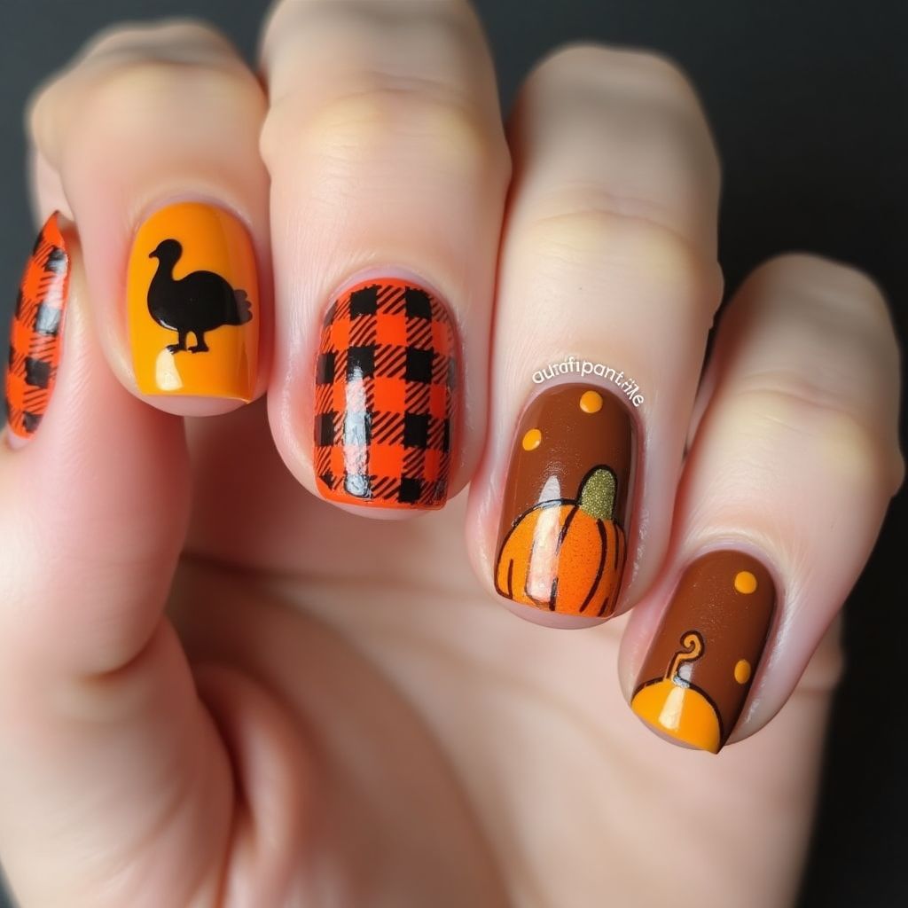 Thanksgiving Toothpicks Nail Design