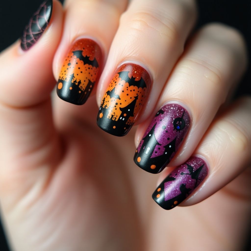Halloween Base Coat Nail Design