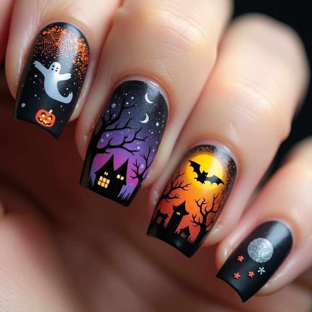 Halloween Wax Pencils Nail Design
