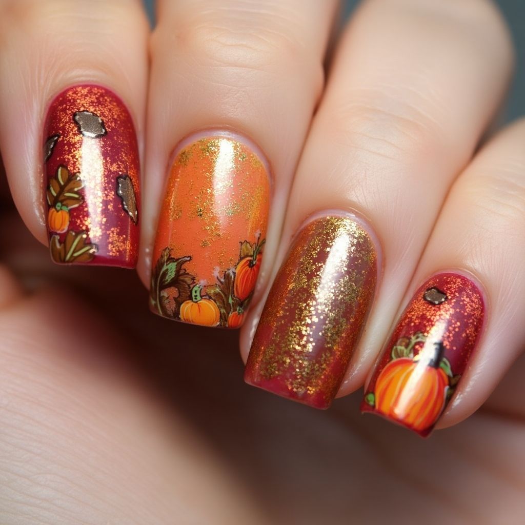 Thanksgiving Stamping Plates Nail Design