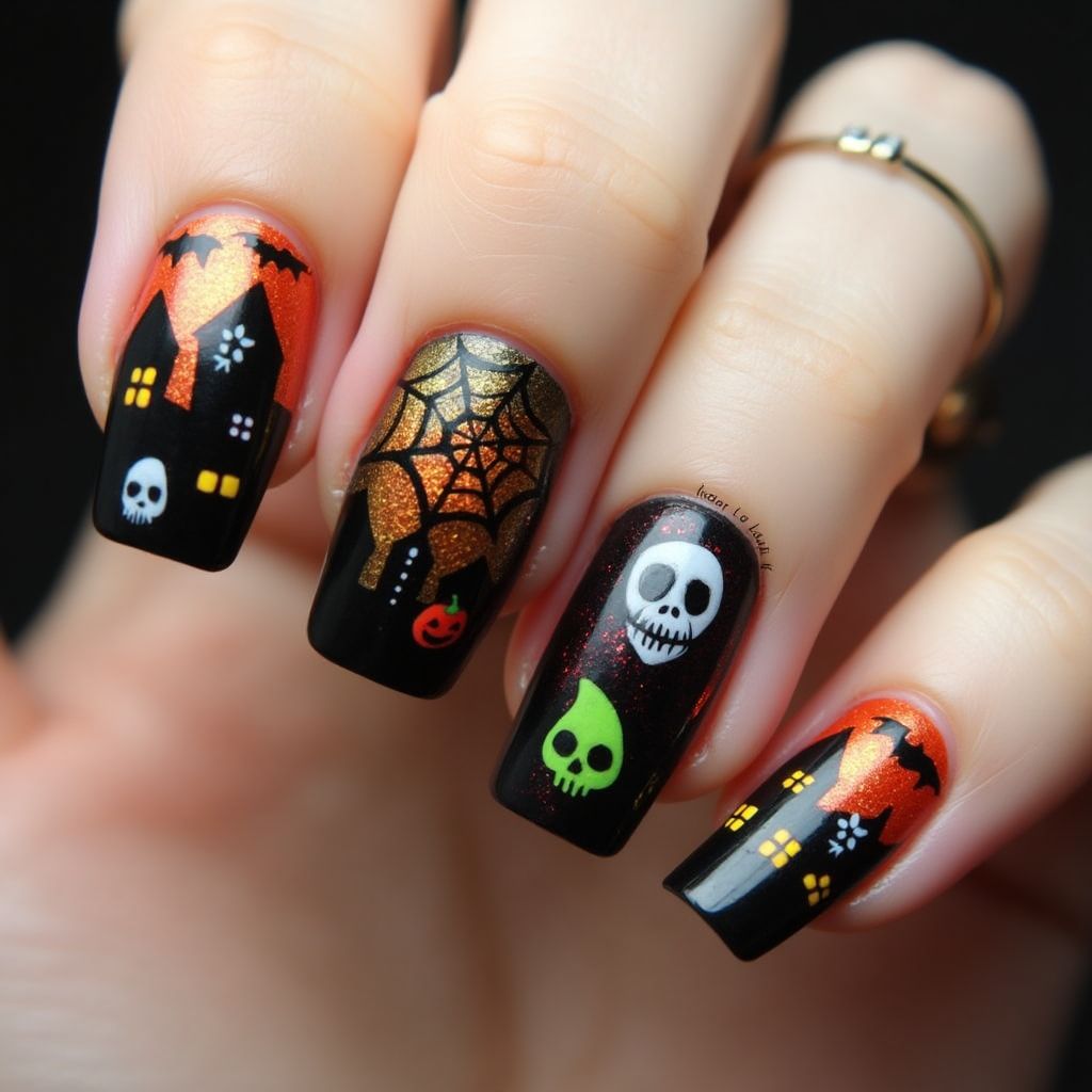 Halloween Nail Glue Nail Design