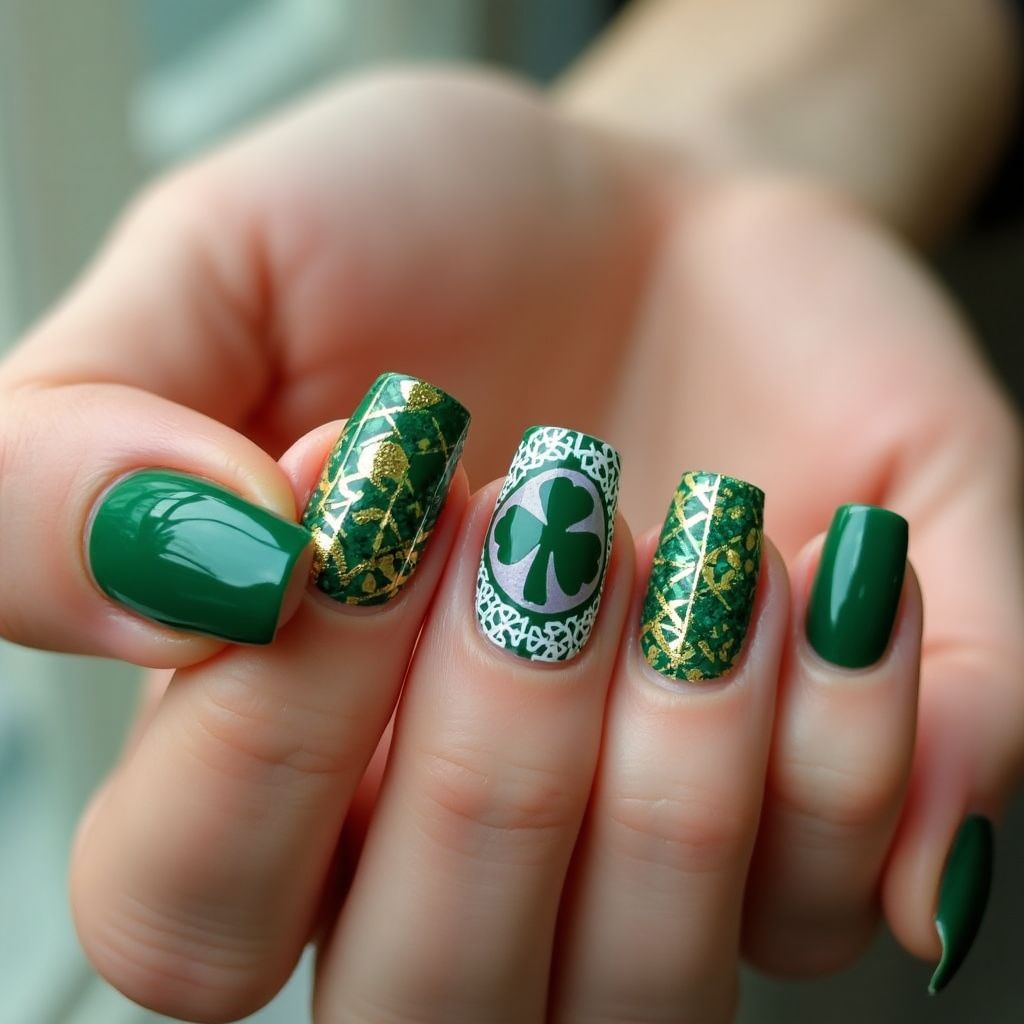 St Patrick's Day Gel Polish Nail Design