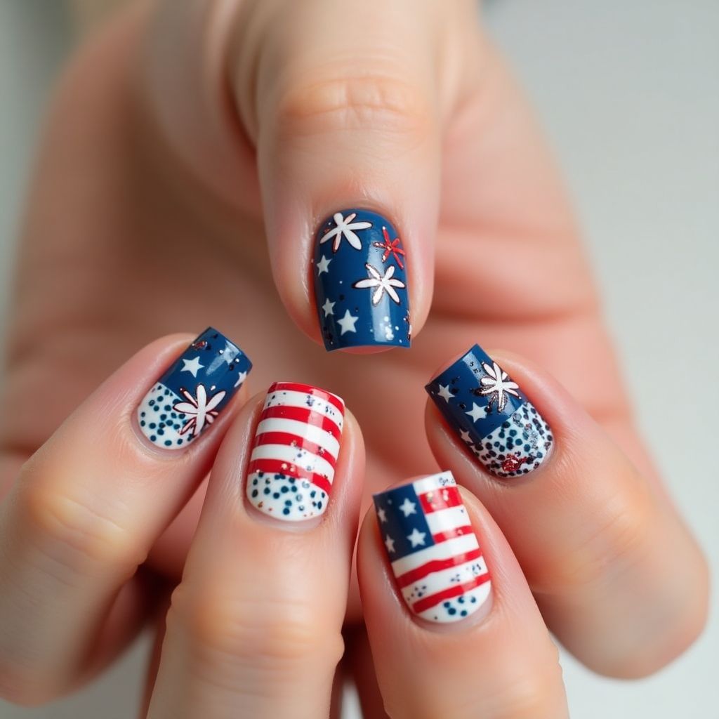 4th Of July Nail Glue Nail Design