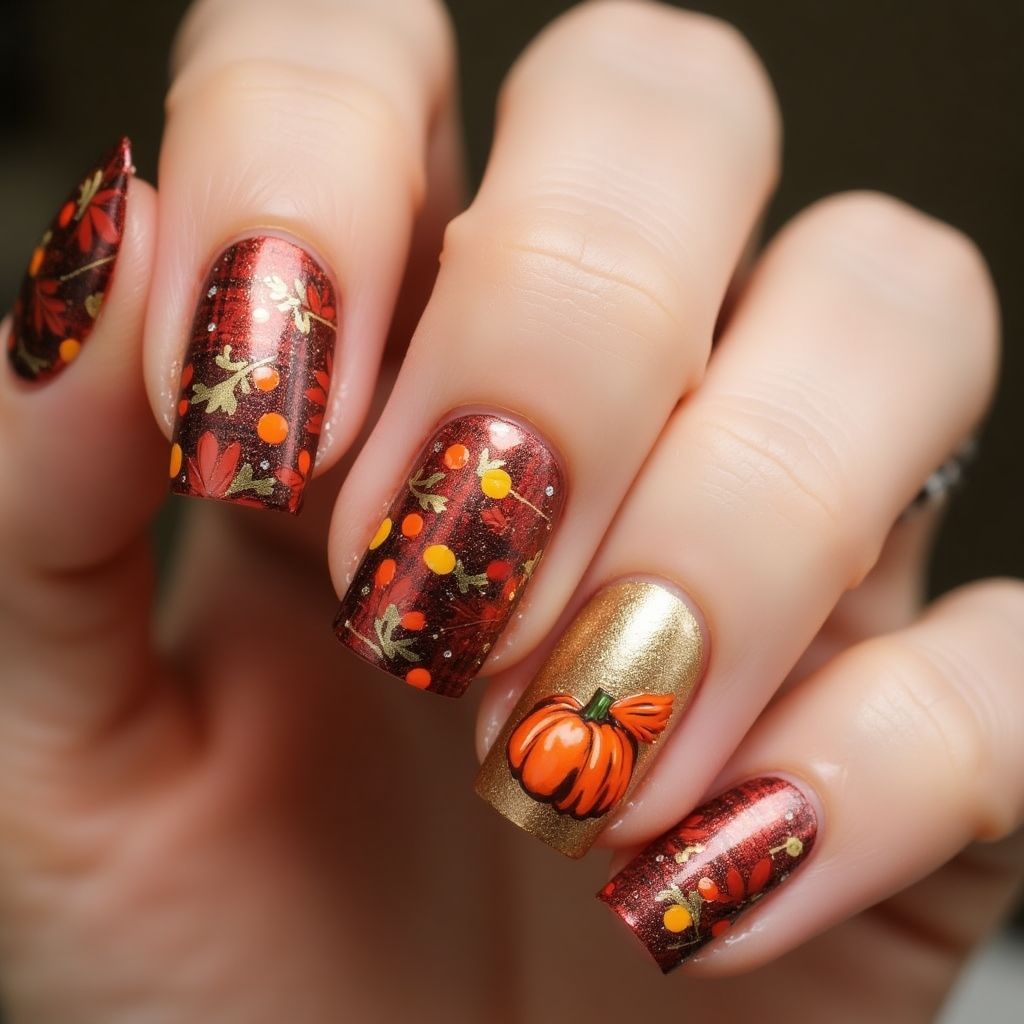 Thanksgiving Nail Glue Nail Design