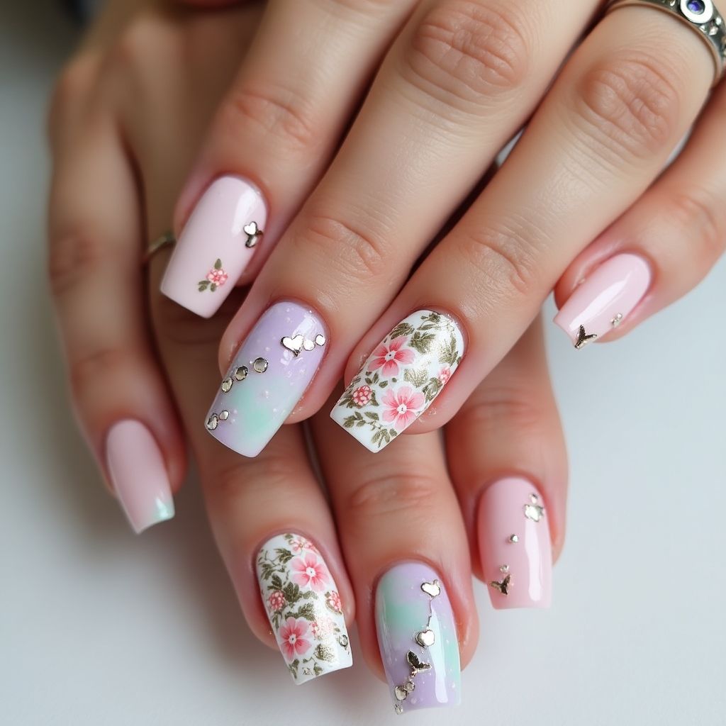 Mother's Day Poly Gel Nail Design