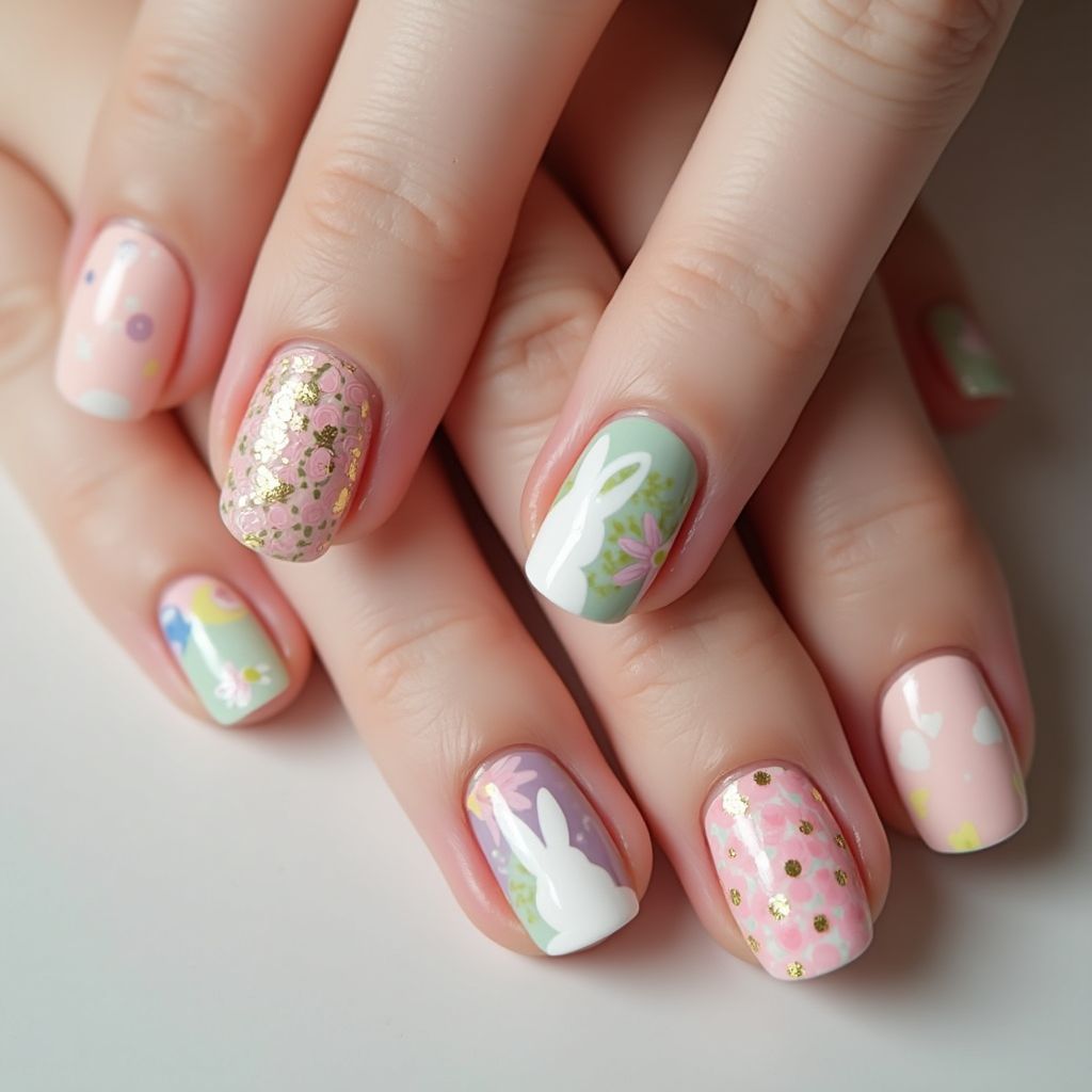 Easter Top Coat Nail Design