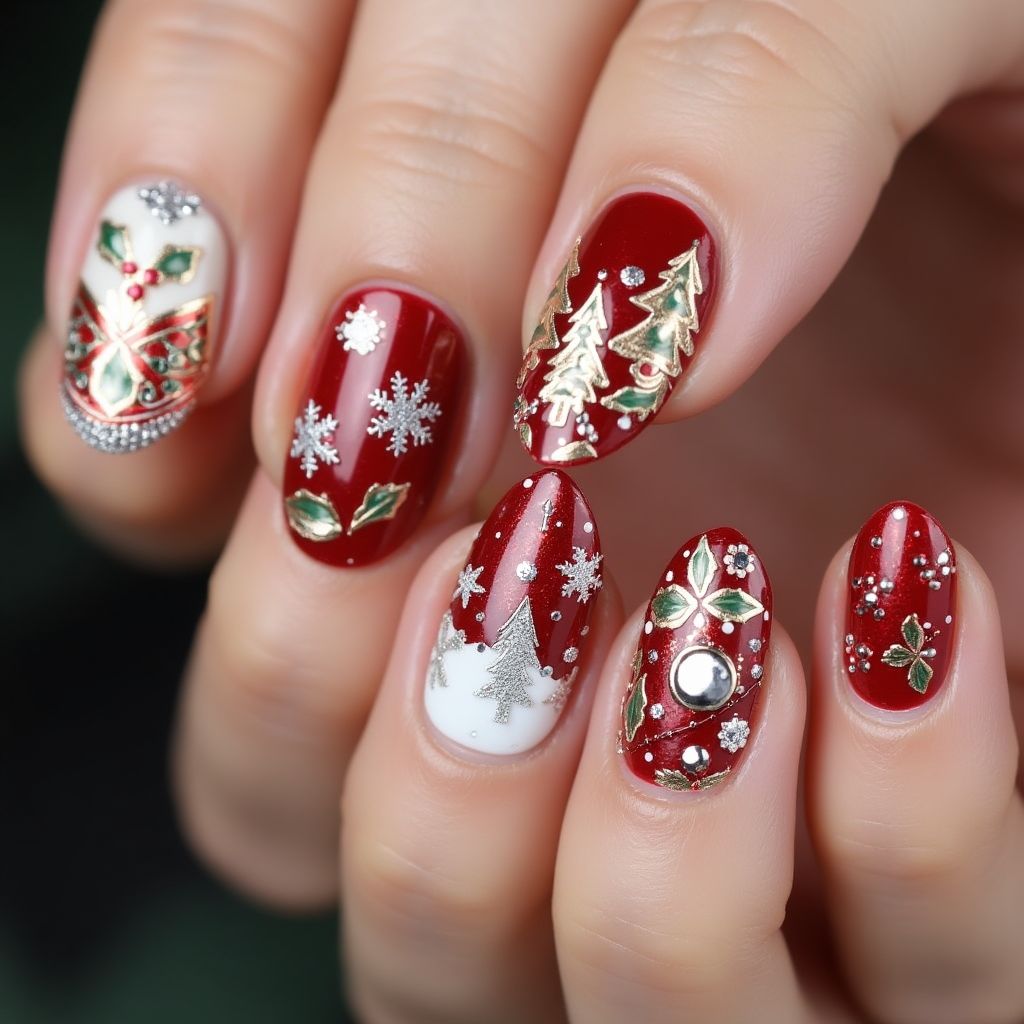 Christmas Magnetic Polish Nail Design