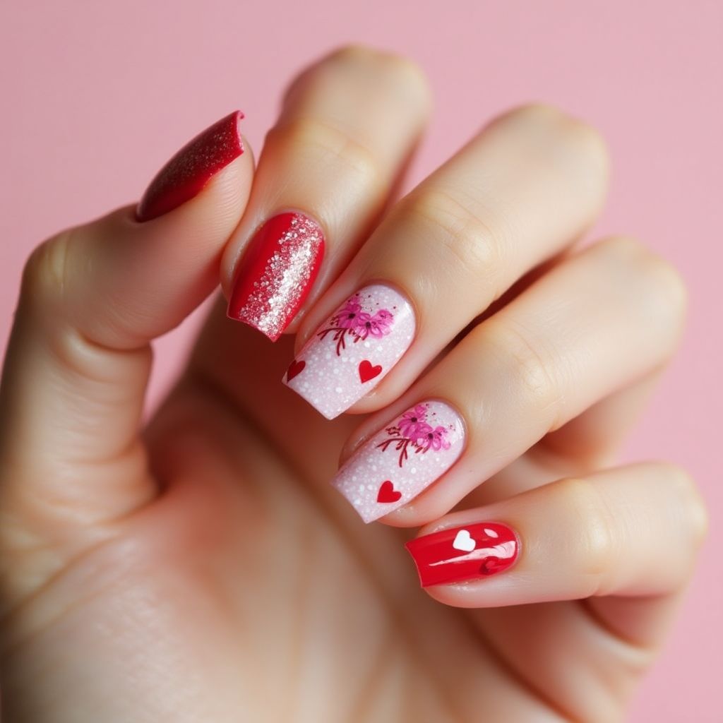 Valentine's Day Orangewood Sticks Nail Design