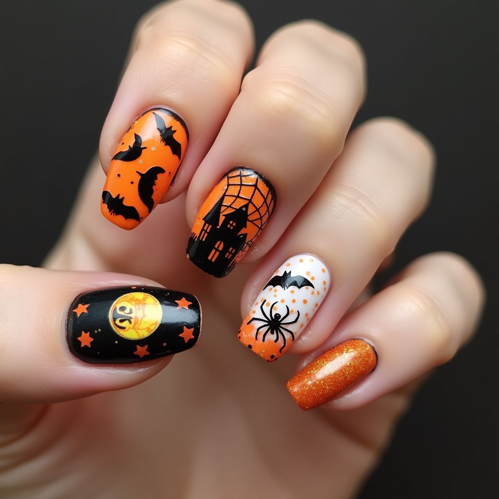 Halloween Toothpicks Nail Design