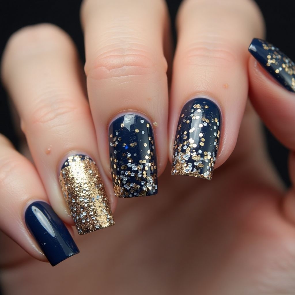 New Year Sequins Nail Design