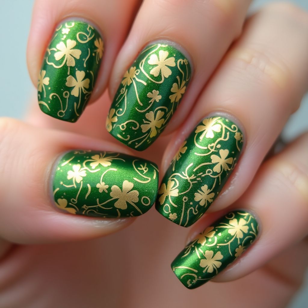 St Patrick's Day Nail Foil Nail Design