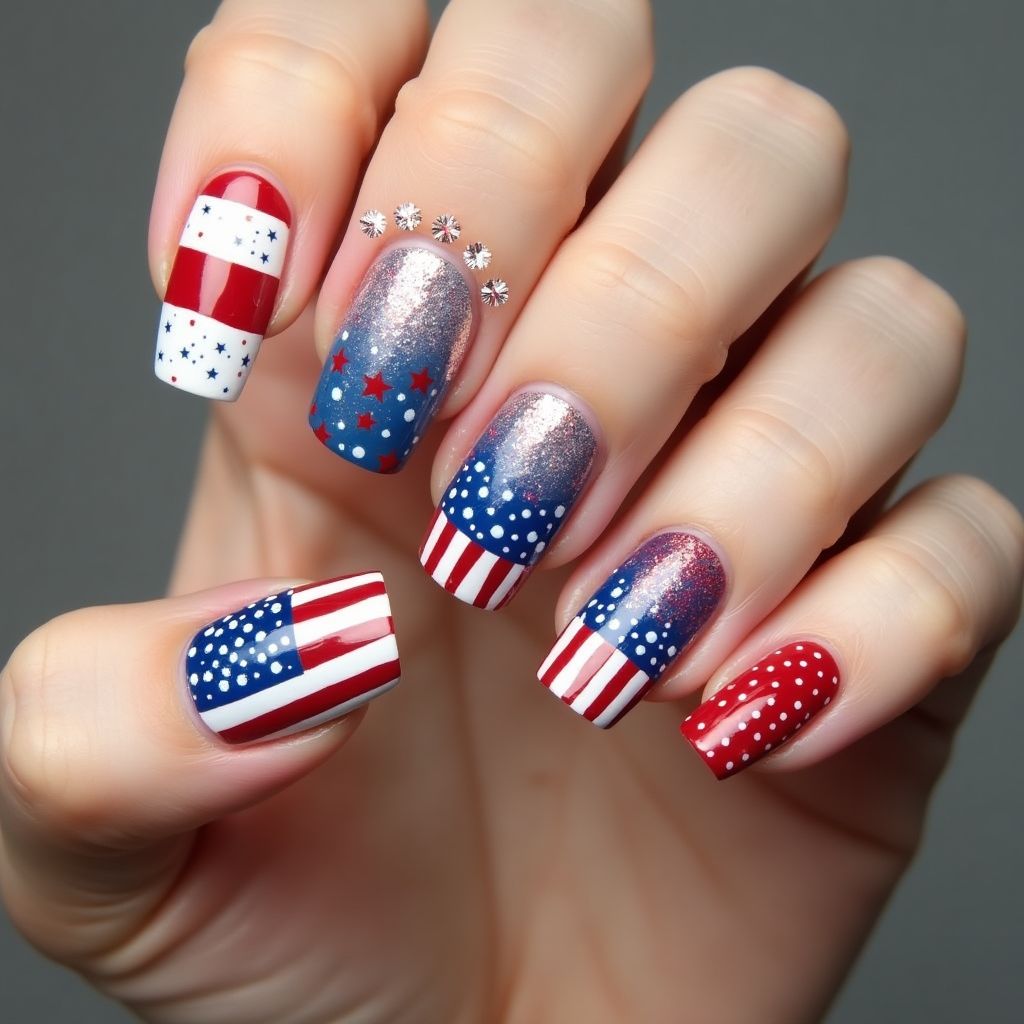 4th Of July Toothpicks Nail Design