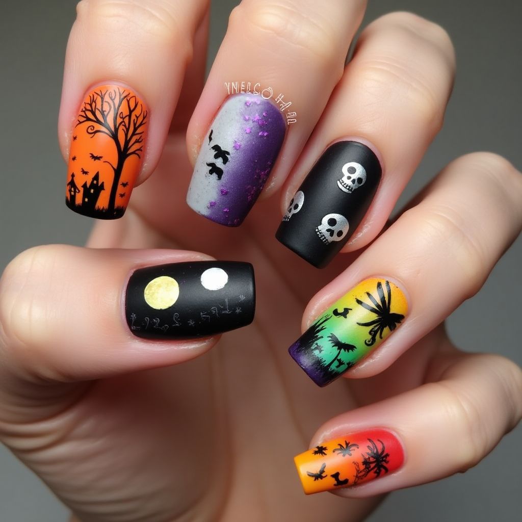 Halloween Color Changing Polish Nail Design