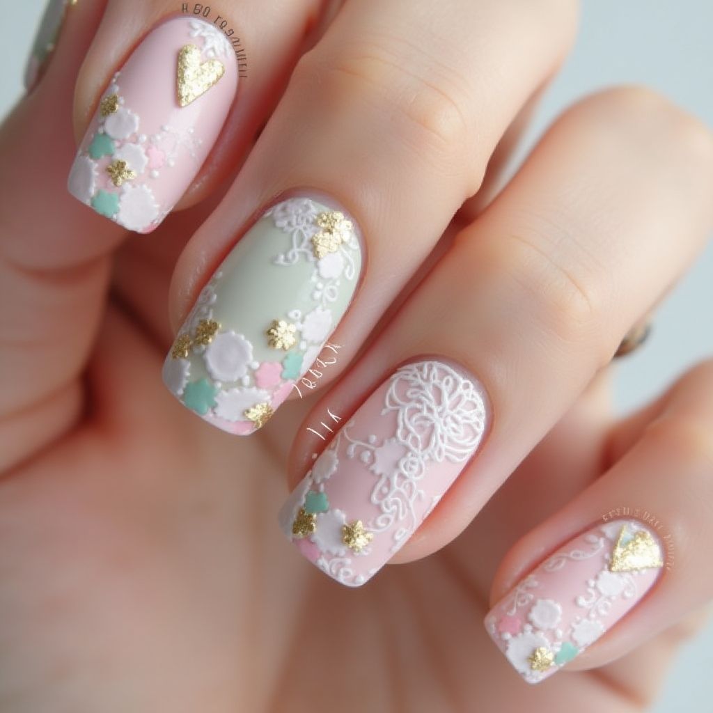 Mother's Day Toothpicks Nail Design