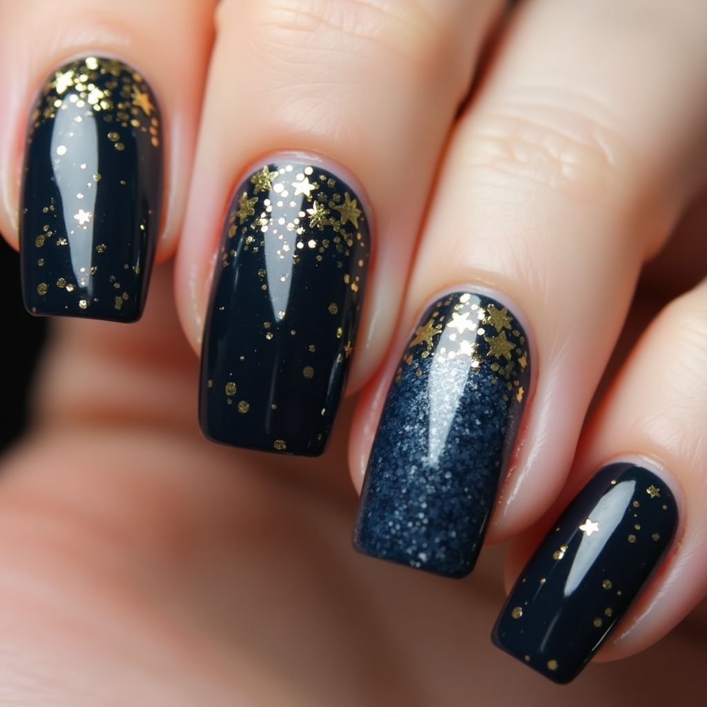 New Year Nail Foil Nail Design
