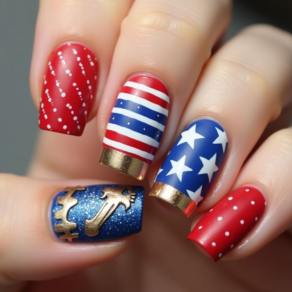 Labor Day Base Coat Nail Design