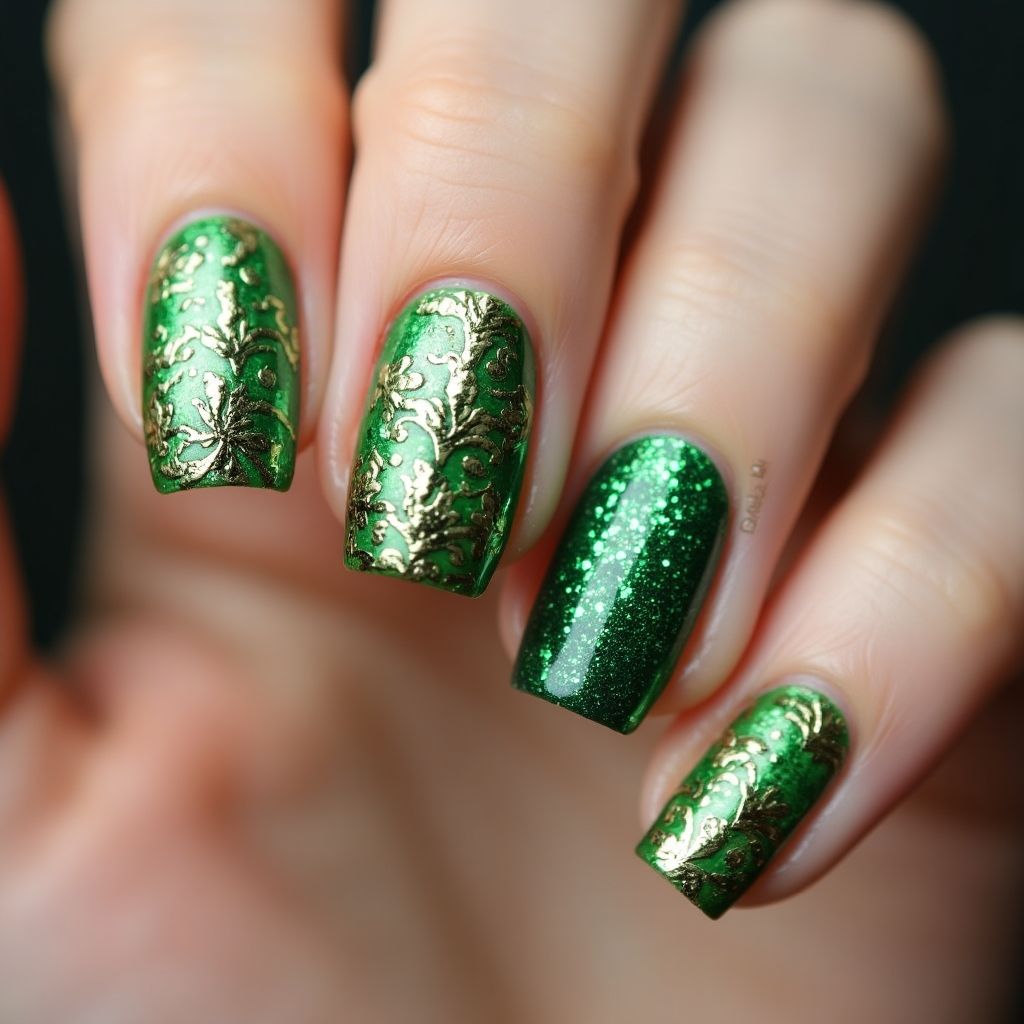 St Patrick's Day Top Coat Nail Design
