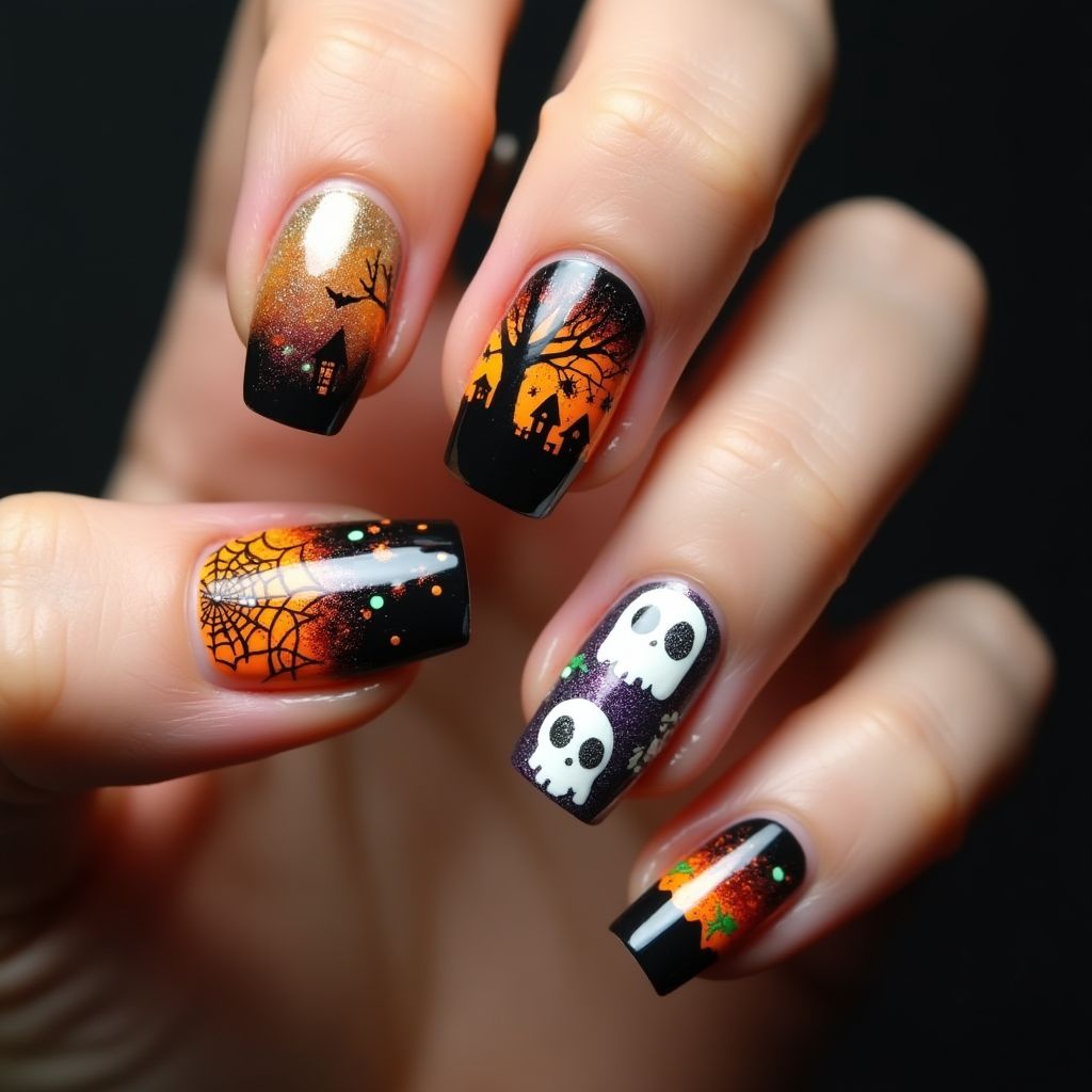 Halloween Top Coat Nail Design