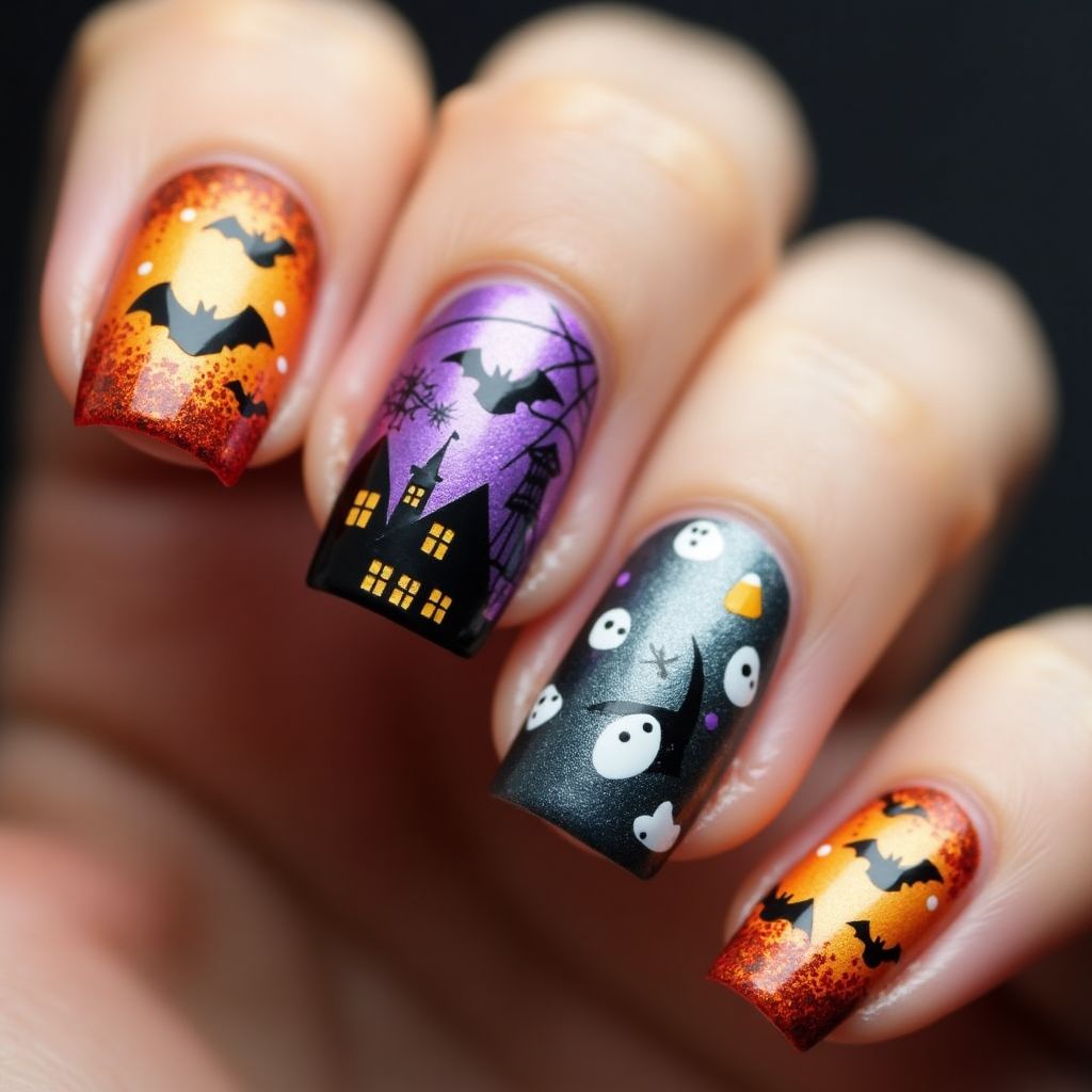 Halloween Toothpicks Nail Design