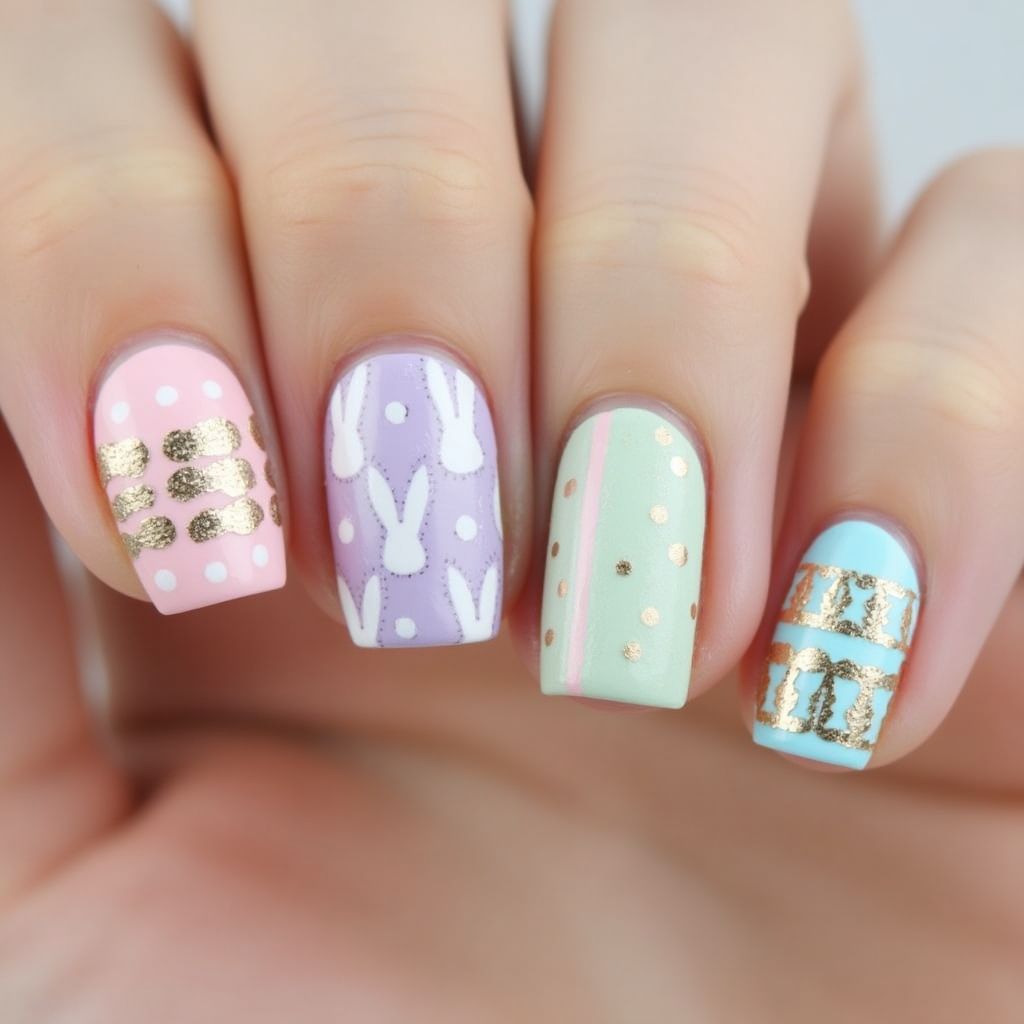 Easter Striping Tape Nail Design