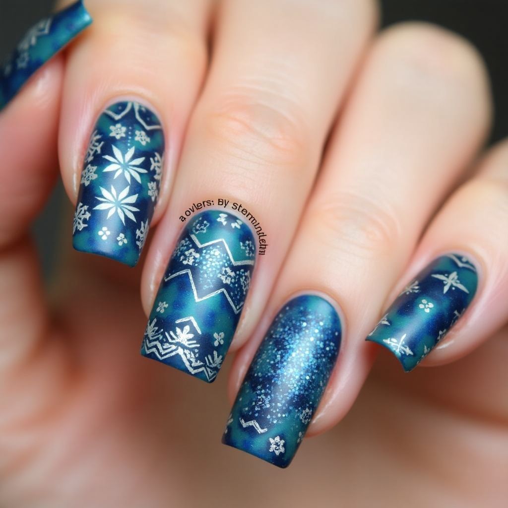 Hanukkah Stamping Plates Nail Design