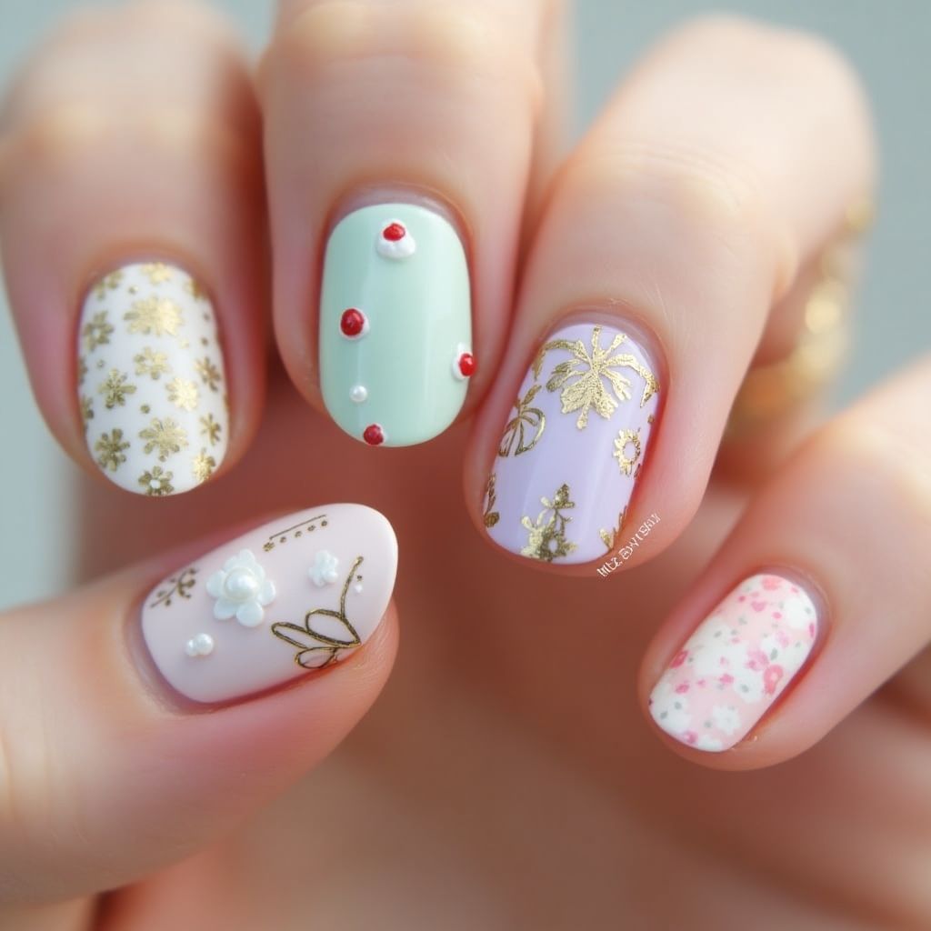Mother's Day Round Nail Design