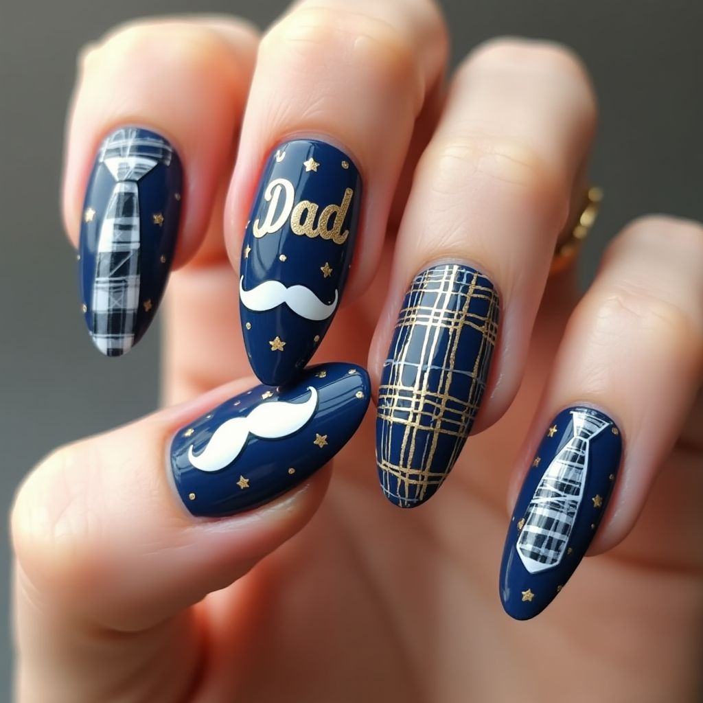 Father's day Stiletto Nail Design