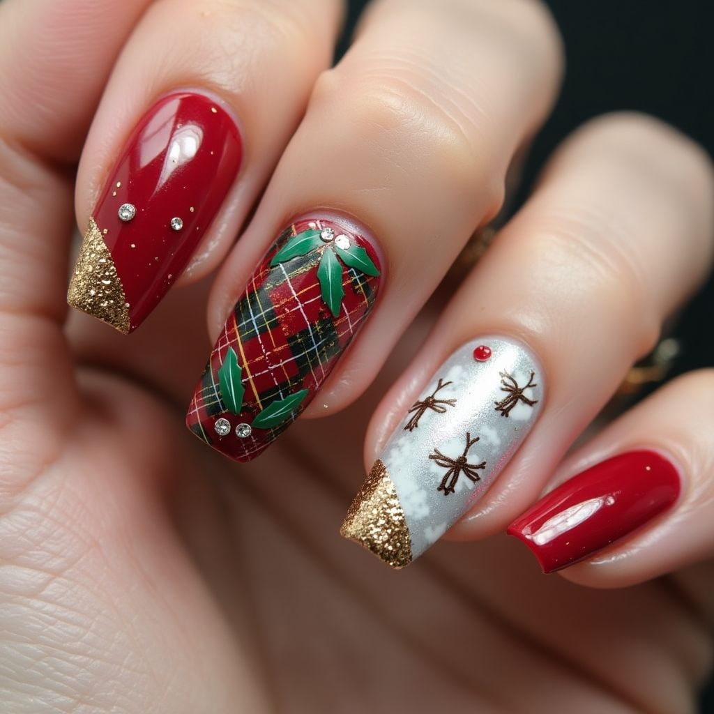 Christmas Coffin Nail Design