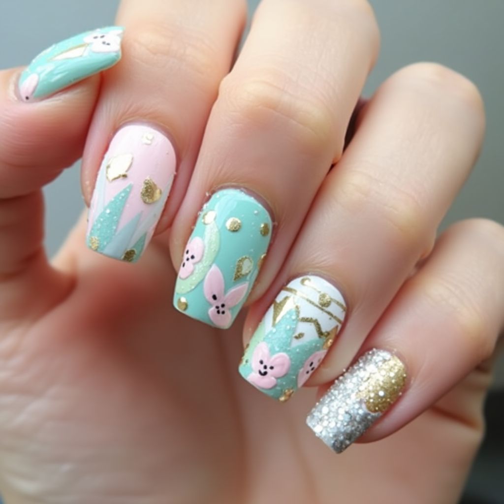 Easter Square Nail Design