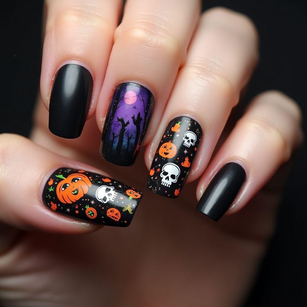Halloween Coffin Nail Design