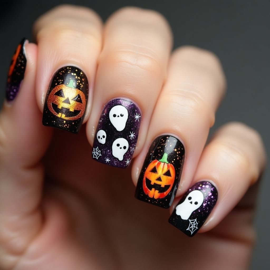 Halloween Square Nail Design