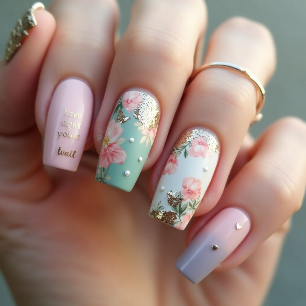 Mother's Day Round Nail Design