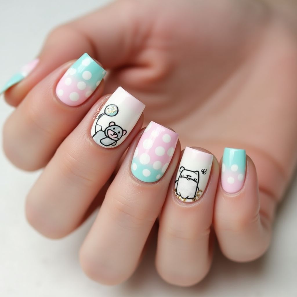 Baby Shower Square Nail Design