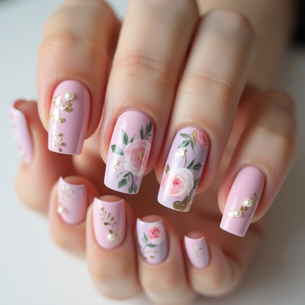 Mother's Day Square Nail Design