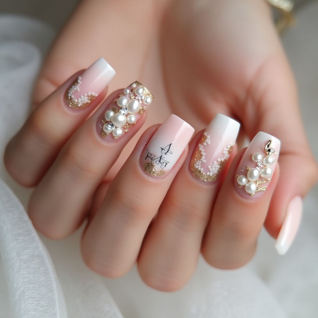 Wedding Square Nail Design