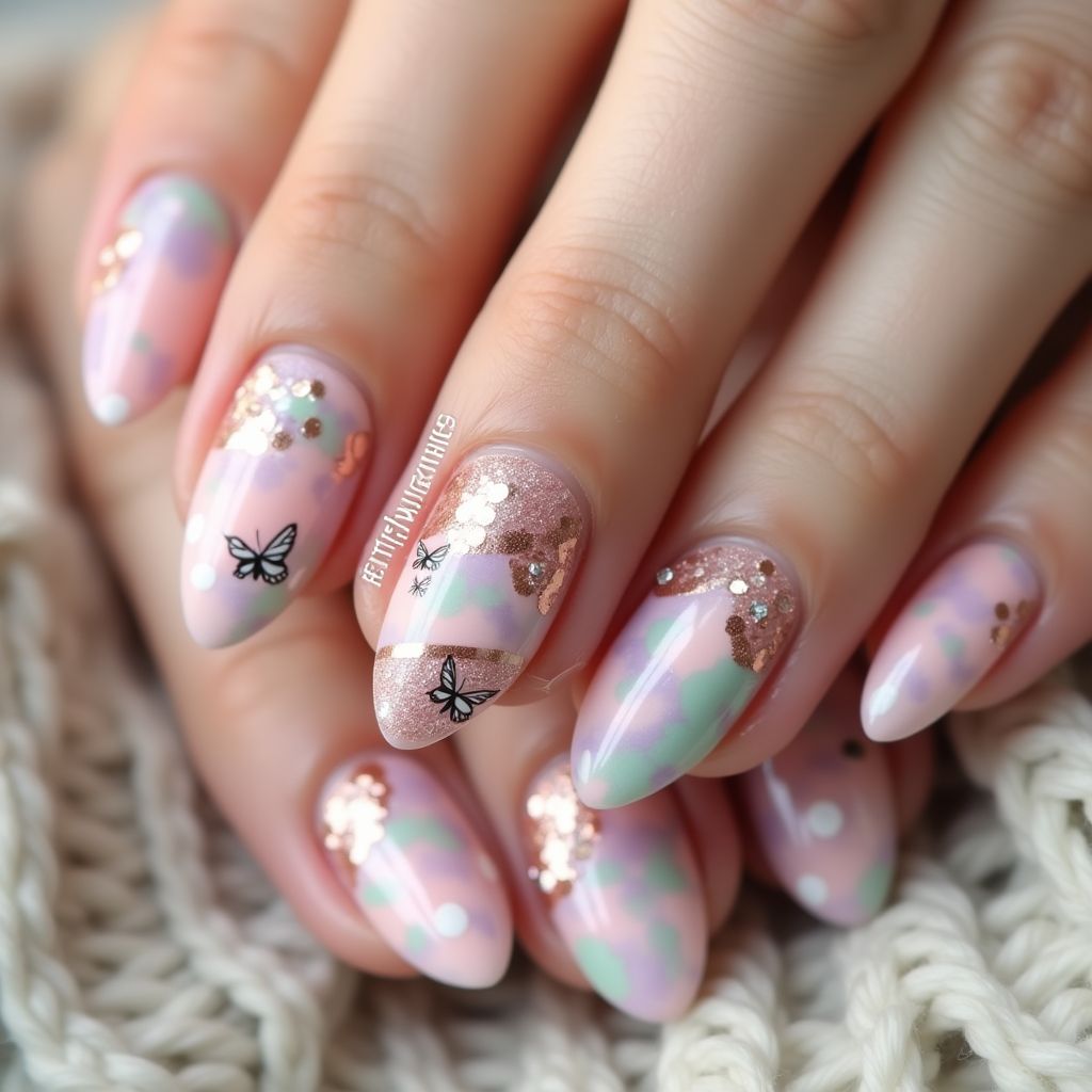 Mother's Day Almond Nail Design
