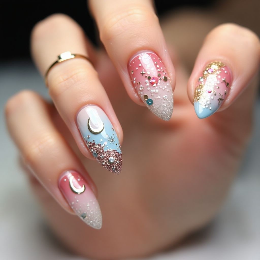 Celebration Almond Nail Design